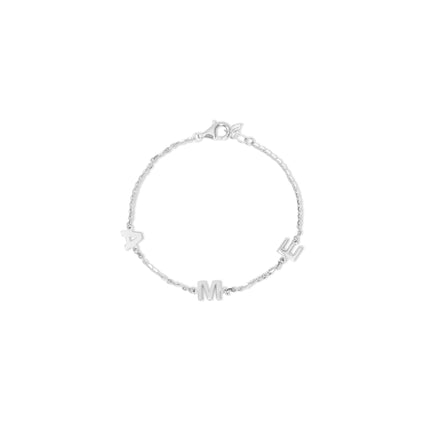 THE THREE INITIALS SILVER BLOCK BRACELET