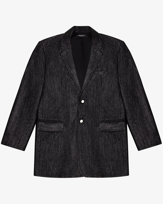 Black Denim Single Breast Blazer