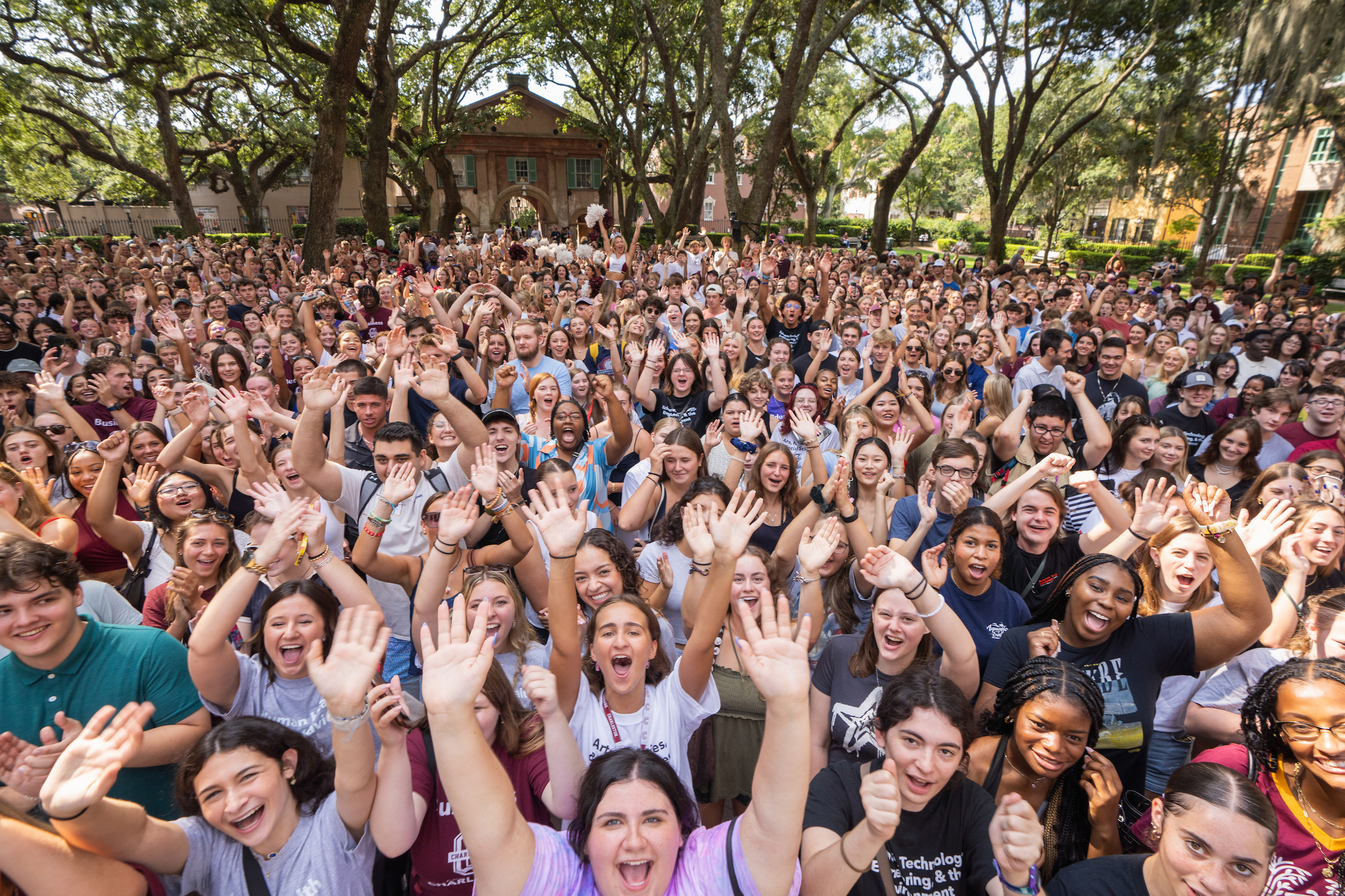 Students gather for convocation in the Cistern Yard