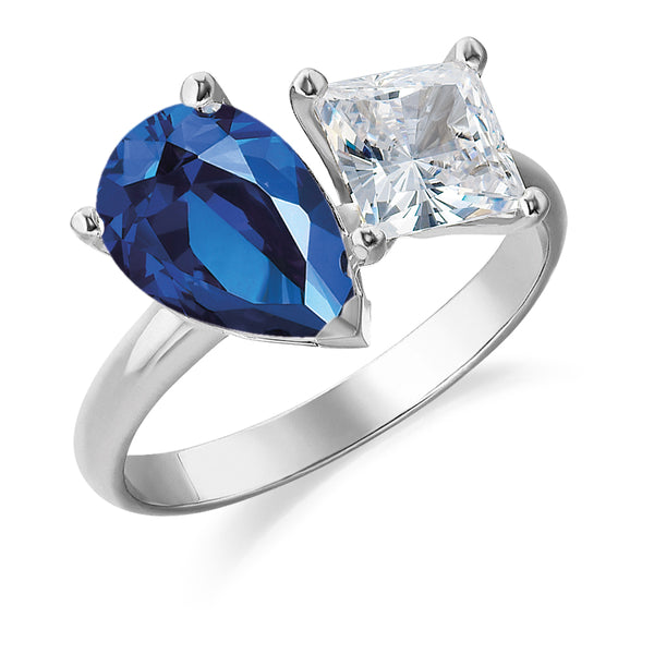 Toi et Moi Tru-Sapphire and Princess Cut Ring