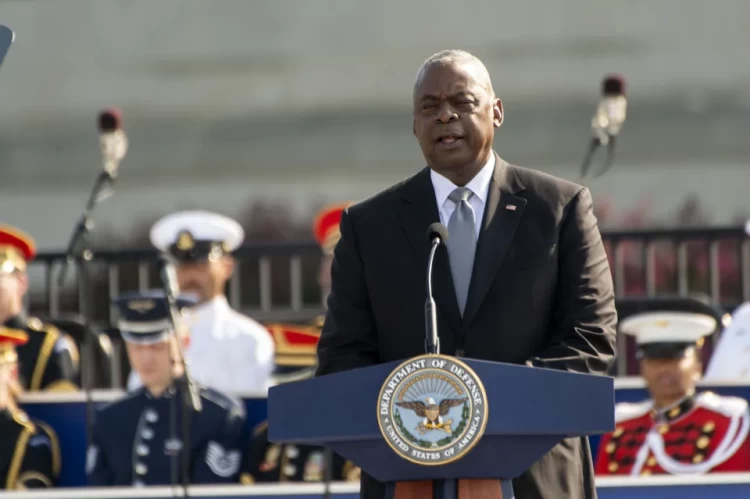 Defense Secretary Lloyd Austin speaks during a Sept. 11 observance ceremony at the Pentagon, Wednesday, Sept. 11, 2024, in Washington. (AP Photo/Kevin Wolf) ASSOCIATED PRESS