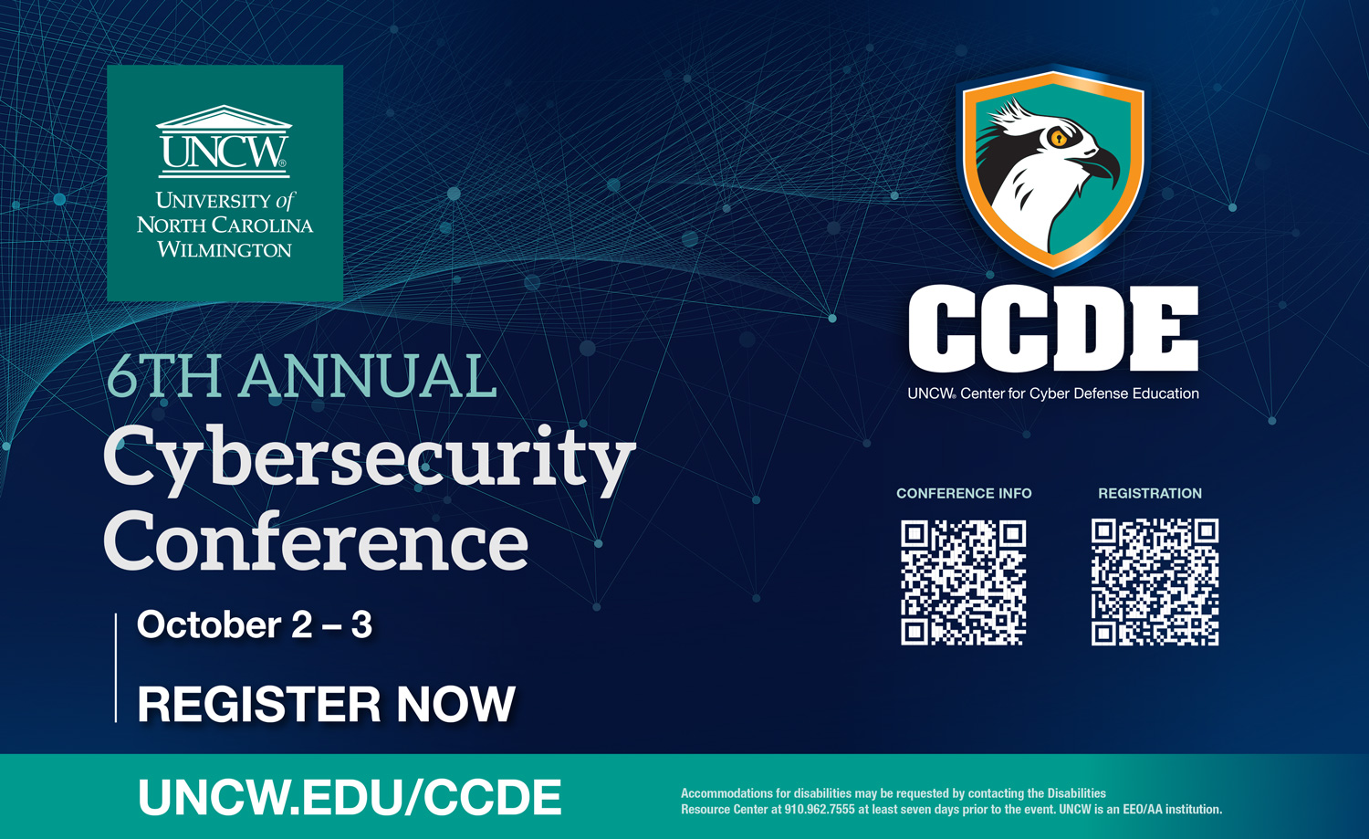 6th annual cybersecurity conference oct. 2-3 uncw.edu/ccde