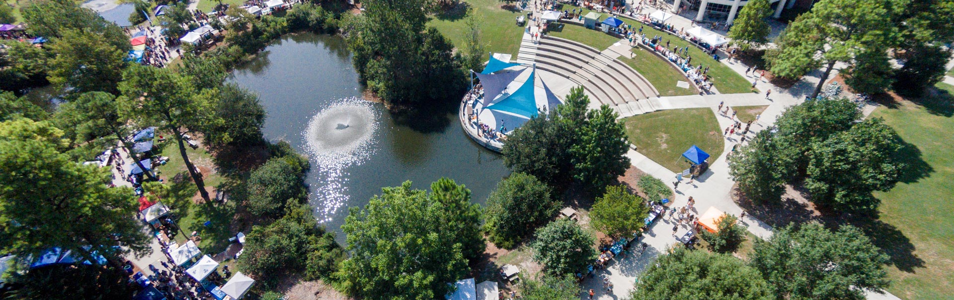 aerial view of campus commons