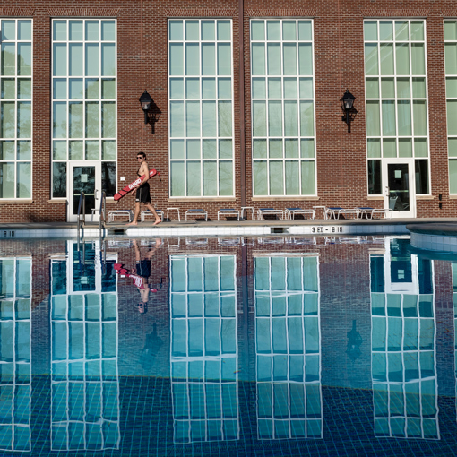 outdoor swimming pool at student recreation center