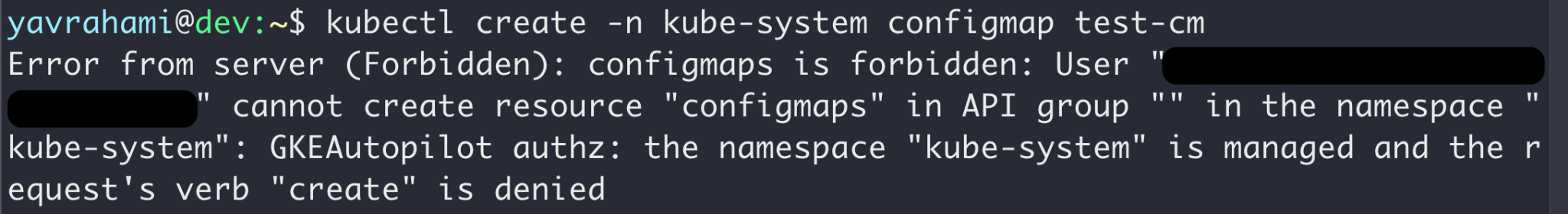 GKE Autopilot's policy goes beyond preventing container escapes. This screenshot shows how the kube-system namespace is managed. 