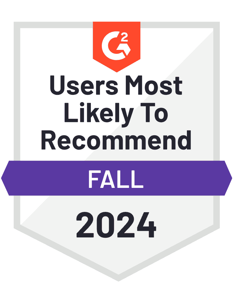 Users Most Likely to Recommend Fall 2024 G2 Badge