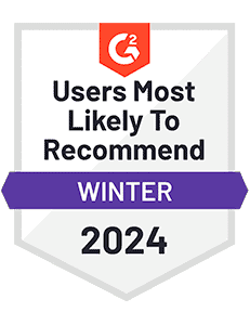 Users Most Likely to Recommend Winter 2024 G2 Badge