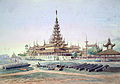 A watercolour of the king's palace in Amarapura, Burma, 1855