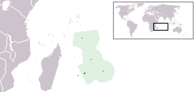 A map showing the location of Mauritius