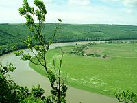 Dniester Canyon between village Hubyn (Ternopil region) and town Chernelytsia (Ivano-Frankivsk region), western Ukraine.