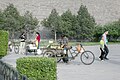 Evening near city wall with foodstall