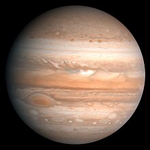 An image of Jupiter taken by the Hubble Space Telescope