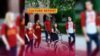 Cover of USC 2022 Culture Report with students walking on campus