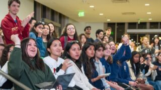 Election watch parties at USC Annenberg draw enthusiastic crowd of Gen Z voters