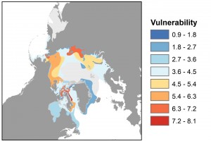 colored map of the Arctic Ocean