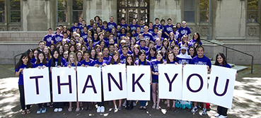 students with thank you sign