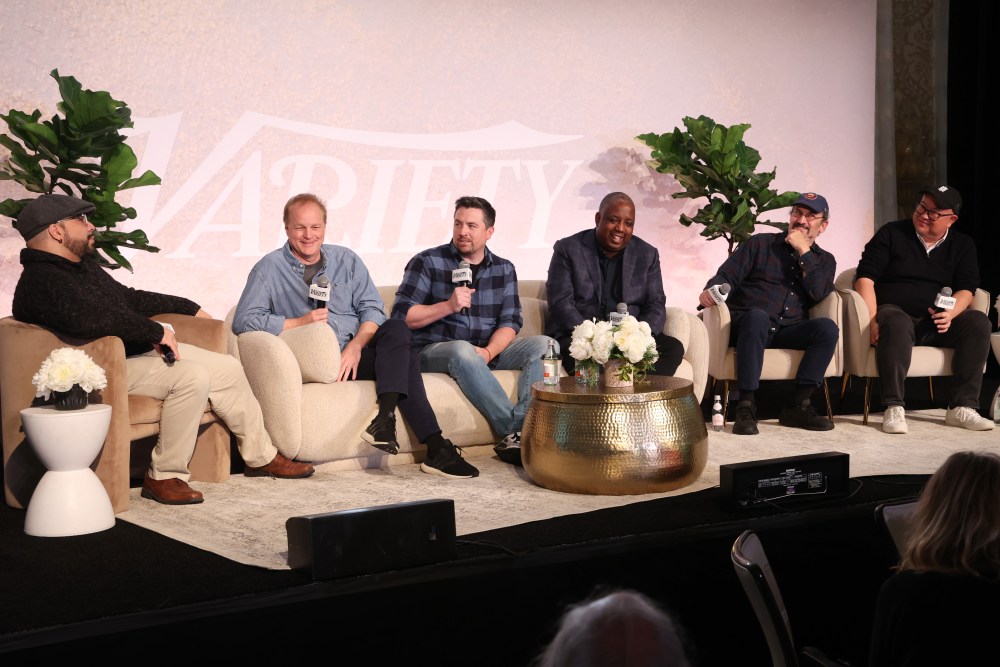 LOS ANGELES, CALIFORNIA - DECEMBER 06: (L-R) Clayton Davis, Karey Kirkpatrick, Nick Bruno, Kemp Powers, Robert Smigel, and Peter Sohn speak onstage Variety FYC Fest at Four Seasons Hotel Los Angeles in Beverly Hills on December 06, 2023 in Los Angeles, California. (Photo by Phillip Faraone/Variety via Getty Images)