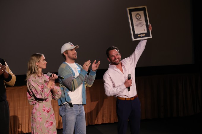 Emily Blunt, Ryan Gosling and Logan Holladay attend as Universal Pictures presents a special screening of THE FALL GUY at the AMC Grove in Los Angeles, CA on Wednesday, March 13, 2024 (photo: Alex J. Berliner/ABImages)