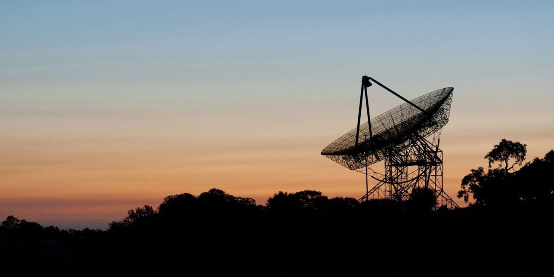 Silhouette view of the dish at dusk 