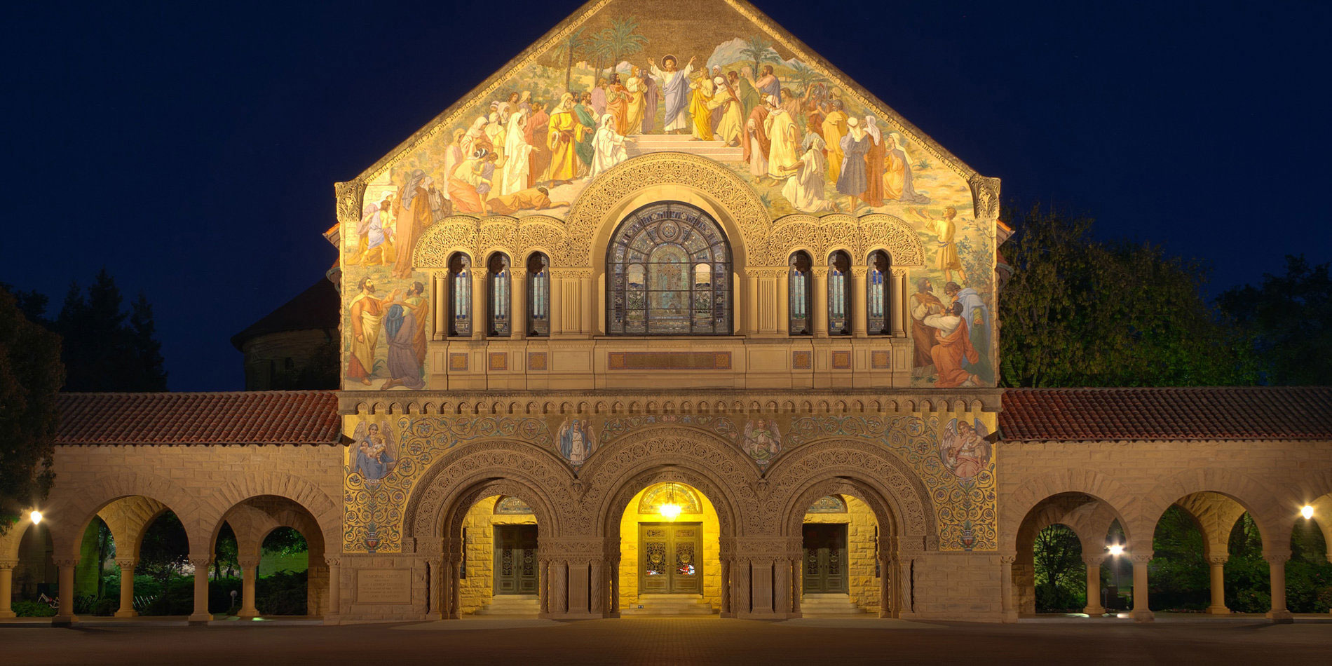 Memorial church at night