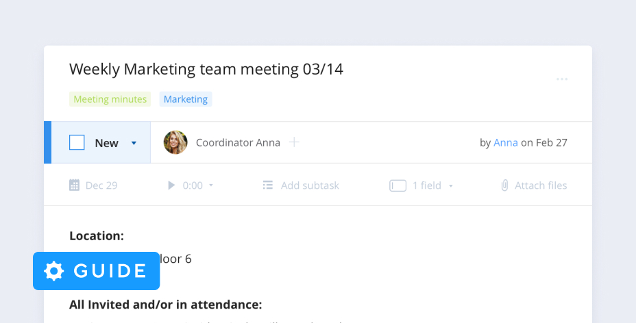 Actionable meeting notes