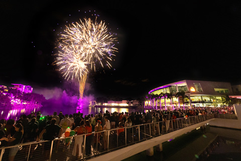 Fireworks over Lake Osceola during Homecoming 2024