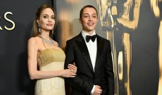 Angelina Jolie Favors Bohemian Glamour in a Dress She Found in a Vintage Shop for Governors Awards 2024 With Son Knox Jolie-Pitt