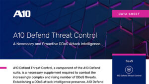 Screenshot of data sheet document, titled A10 Defend Threat Control