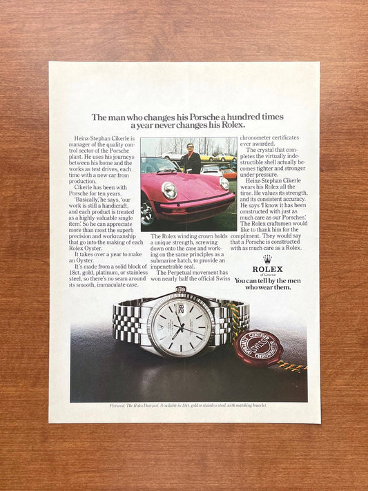 1975 Rolex Datejust Ref. 1603 with Porsche 911 Advertisement