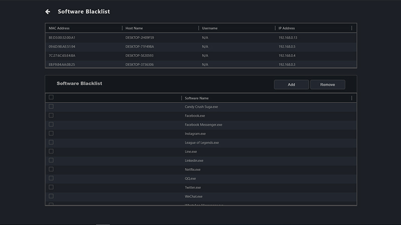 Software blacklist of ASUS Control Center Express