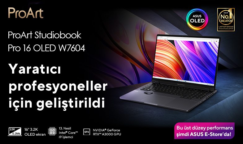 Yaratıcı profesyoneller için geliştirildi - ProArt Studiobook Pro 16 OLED W7604 ASUS E-Store'da!