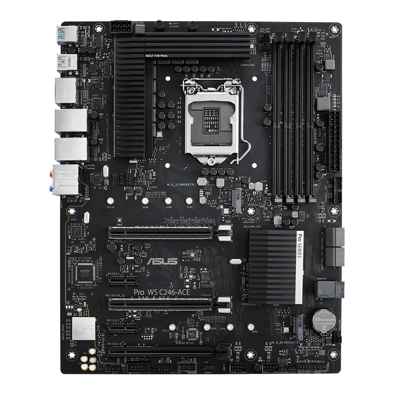 Pro WS C246-ACE motherboard, front view 