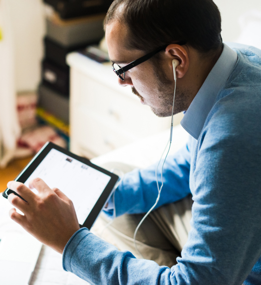 Cyber security analyst using tablet