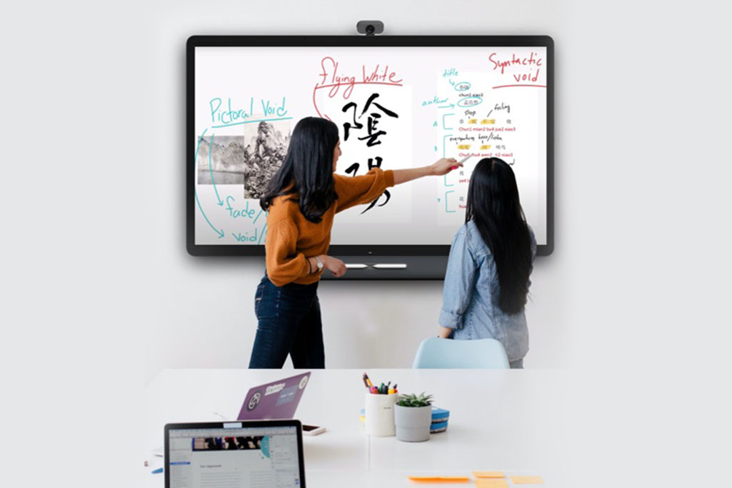 Brainstorming in a Collaborative Hybrid Working Environment with Google Meet Series One Board 65 