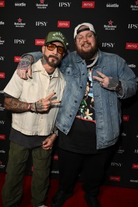 AJ McLean and Jelly Roll attend the 2024 BMG Pre-Grammy Party at Bar Lis on January 30, 2024 in Los Angeles, California.