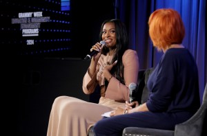 Coco Jones speaks with Gail Mitchell at GRAMMY Week Special Guest Artist Panel at GRAMMY Museum L.A. Live on January 29, 2024 in Los Angeles, California. (Photo by Rebecca Sapp/Getty Images for The Recording Academy)