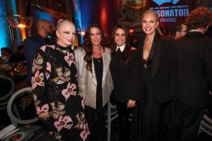 Shirley Manson, Alanis Morissette, Emily Lazar and Catherine Marks at the Resonator Awards held at Beauty & Essex on January 30, 2024 in Los Angeles, California.