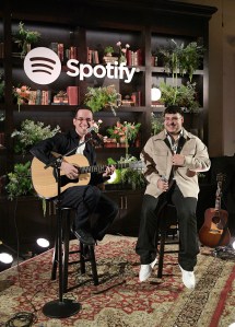 Edgar Barrera and Payo perform onstage during Spotify's Songwriter of The Year Event on January 30, 2024 in Los Angeles, California. (Photo by Charley Gallay/Getty Images for Spotify )