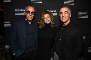 Founder and Chief Executive Officer of Republic Records, Monte Lipman, Shania Twain, and Founder and Chief Operating Officer of Republic Records, Avery Lipman attend Republic Records Celebrates Artist Community at Bar Lis on January 31, 2024 in Los Angeles, California.