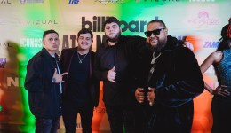 From left, Poncho Kairuz (performer), Victor Zambrano (CEO VIZUAL), Héctor Rubio (Performer), and Arsenal Efectivo (Performer), during Latin Music Week’s 'A Night of Mexican Music', Oct. 15, 2024 in Miami Beach, FL.