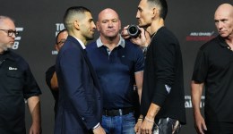 Opponents Ilia Topuria of Spain and Max Holloway