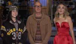 Billie Eilish, Michael Keaton and Chloe Fineman in a promo for "Saturday Night Live"