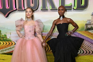 Ariana Grande and Cynthia Erivo attend the "Journey Through Oz" Tour to celebrate the Australian premiere of "Wicked" at State Theatre on Nov. 3, 2024 in Sydney, Australia.