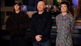 Mk.gee, Bill Burr and Sarah Sherman during Promos for "Saturday Night Live" in Studio 8H on Nov. 7, 2024.