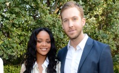 Rihanna and Calvin Harris attend the Roc Nation Pre-GRAMMY Brunch presented by MAC Viva Glam at Private Residence on Jan. 25, 2014 in Beverly Hills, California.