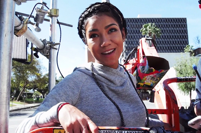 Behind the scenes of a Jhene Aiko video, 2015.