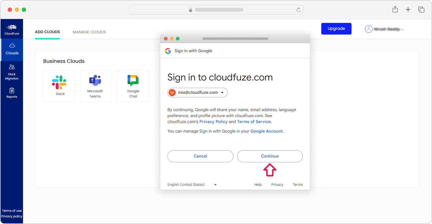 Google Chat cloud authentication