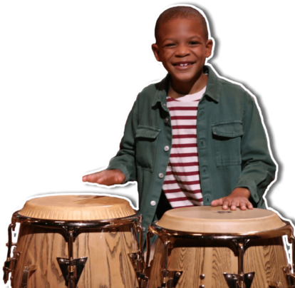 Student playing the drums