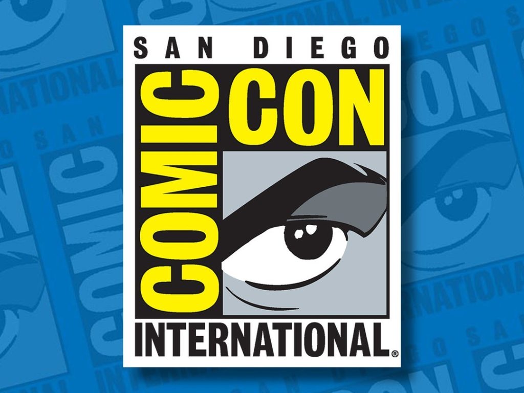 Comic-Con International logo with splash background