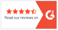 Widget for G2, with a 4.5 star rating and an invitation to read reviews.